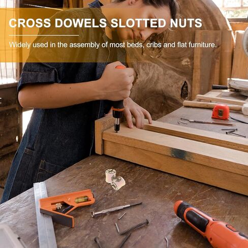 Garneck 20pcs Barrel Nuts Cross Dowel Slotted Hardware Kit for Beds Cribs Furniture Assembly Sturdy Replacement Spare Parts in Kuwait