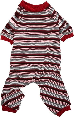 Dog Pajamas, Machine Washable Soft Stretchy 4 Legged Striped Dog Jumpsuit, Puppy Pullover Sleepwear for Spring Home Travel Cold Weather Parties (L) in Saudi Arabia