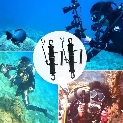 2PCS Scuba Diving Lanyard, Stainless Steel Diving Spring Coiled Lanyard Clip with Quick Release Buckle for Cameras ，Dive Lights in Kuwait