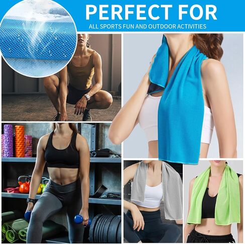 5 عبوات من مناشف التبريد، 40 بوصة × 12 بوصة، منشفة من الألياف الدقيقة الناعمة القابلة للتنفس لليوجا والرياضة والجري والتمرين وصالة الألعاب الرياضية والتخييم واللياقة البدنية، متعددة الألوان in Kuwait