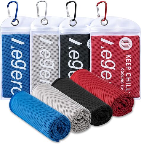 4 Pack Cooling Towel (40"x12"), Cooling Neck Wraps,Soft Breathable Chilly Towel, IceTowel, Microfiber Towels for Yoga, Sport, RunninGym, Camping, Fitness, Workout & More Activities(Multicolor1) in Kuwait