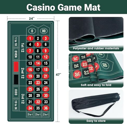 مجموعة ألعاب عجلة الروليت مقاس 16 بوصة، وطاولة الروليت وعجلة، وعجلة الروليت ABS مقاس 16 بوصة، وبساط الروليت المطاطي مقاس 47 بوصة × 24 بوصة، و100 قطعة زر لتوزيع رقائق الروليت، وطابقين من لعبة البوكر، وحفلة ليلية لألعاب الكازينو للبالغين in Kuwait