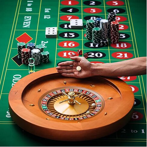 Deluxe Roulette Wheel Set,18inch Wooden Roulette Game Table Set for Adults,Smooth Spinning Action,Great for Family Game Night or Professional Use in Kuwait