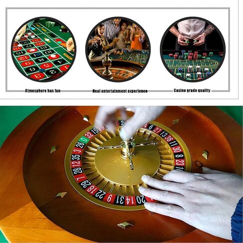 Deluxe Roulette Wheel Set,18inch Wooden Roulette Game Table Set for Adults,Smooth Spinning Action,Great for Family Game Night or Professional Use in Kuwait