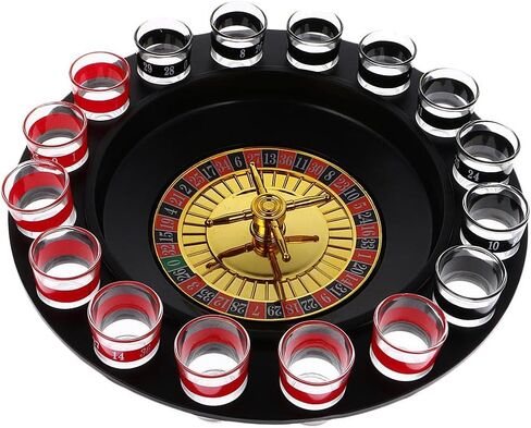 Roulette Drinking Game Set with 16 Shot Glasses & 2 Balls, 29cm (11.4 inch) Wheel, Adult Party Game for 2-8 Players in Saudi Arabia