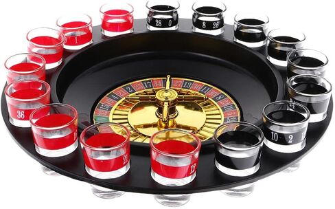Roulette Drinking Game Set with 16 Shot Glasses & 2 Balls, 29cm (11.4 inch) Wheel, Adult Party Game for 2-8 Players in Saudi Arabia
