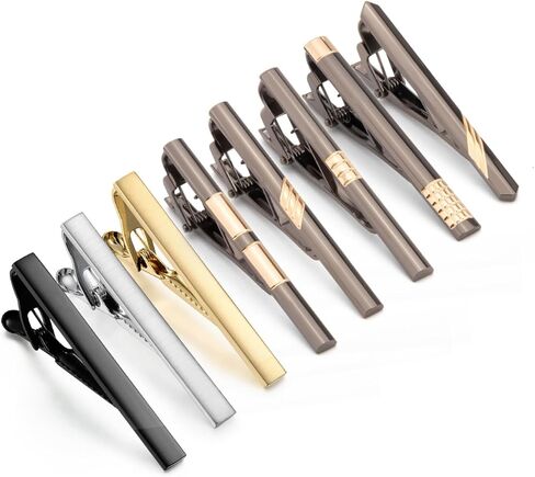 Wynameleri Tie Bars Clips 8 PCS, 1.6, 2.6 Inches Business Shirt Necktie Pin Pinch Clip Set for Men in Kuwait