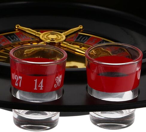 Roulette Set with 16 Shot Glasses & Wheel | 29cm (11.4 inch) Casino Drinking Game for Adults in Saudi Arabia