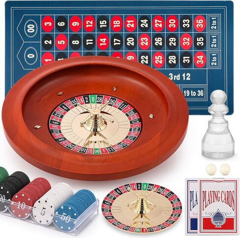 مجموعة عجلات الروليت مقاس 11 بوصة + رأس روليت بديل مع بساط لباد بتصميم طاولة مقاس 47.2 * 23.6 بوصة، 100 قطعة من رقائق البوكر ABS وعلامة الفوز ومجموعتين من أوراق اللعب مجموعات ألعاب الكازينو in Kuwait