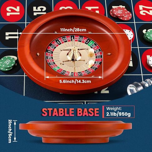 مجموعة عجلات الروليت مقاس 11 بوصة + رأس روليت بديل مع بساط لباد بتصميم طاولة مقاس 47.2 * 23.6 بوصة، 100 قطعة من رقائق البوكر ABS وعلامة الفوز ومجموعتين من أوراق اللعب مجموعات ألعاب الكازينو in Kuwait
