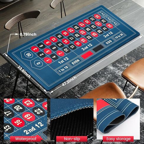 مجموعة عجلات الروليت مقاس 11 بوصة + رأس روليت بديل مع بساط لباد بتصميم طاولة مقاس 47.2 * 23.6 بوصة، 100 قطعة من رقائق البوكر ABS وعلامة الفوز ومجموعتين من أوراق اللعب مجموعات ألعاب الكازينو in Kuwait