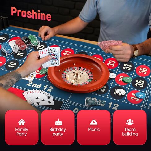 مجموعة عجلات الروليت مقاس 11 بوصة + رأس روليت بديل مع بساط لباد بتصميم طاولة مقاس 47.2 * 23.6 بوصة، 100 قطعة من رقائق البوكر ABS وعلامة الفوز ومجموعتين من أوراق اللعب مجموعات ألعاب الكازينو in Kuwait