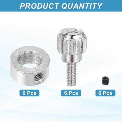 PATIKIL 6pcs Set Screw Collars 6.05mm Bore Shaft Collars, 11mm OD, 5mm Height with 6pcs M3 Hand Screws, Landing Gear Stopper Wheel Collar, Silver in Kuwait