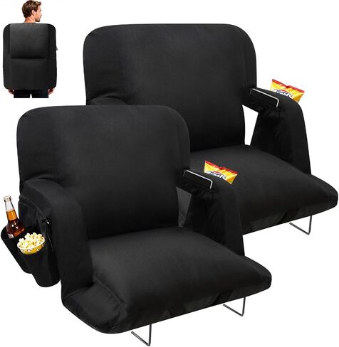 DEKEMASTER Stadium Seats with Back Support, Exclusive Sofa Style Design 23inch Wide Bleacher Chairs with Extra Thick Back and Cushion, 6 Reclining Positions for Sport Events Camping in Saudi Arabia