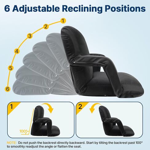 DEKEMASTER Stadium Seats with Back Support, Exclusive Sofa Style Design 23inch Wide Bleacher Chairs with Extra Thick Back and Cushion, 6 Reclining Positions for Sport Events Camping in Saudi Arabia