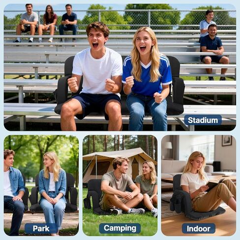 DEKEMASTER Stadium Seats with Back Support, Exclusive Sofa Style Design 23inch Wide Bleacher Chairs with Extra Thick Back and Cushion, 6 Reclining Positions for Sport Events Camping in Saudi Arabia