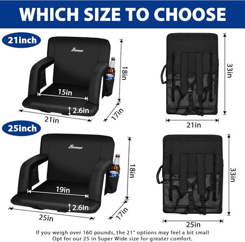 مقاعد استاد رومسوي للمدرجات مع دعم للظهر، عبوتان من كرسي الاستاد المبطن بسمك 2.6 بوصة مع مساند للذراعين، 6 أوضاع للاستلقاء، مقعد مبيض قابل للطي، حاملات أكواب وجيوب للحدث الرياضي in Kuwait