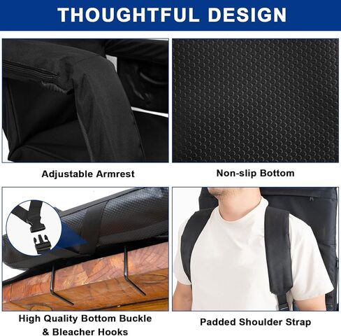 مقاعد استاد رومسوي للمدرجات مع دعم للظهر، عبوتان من كرسي الاستاد المبطن بسمك 2.6 بوصة مع مساند للذراعين، 6 أوضاع للاستلقاء، مقعد مبيض قابل للطي، حاملات أكواب وجيوب للحدث الرياضي in Kuwait