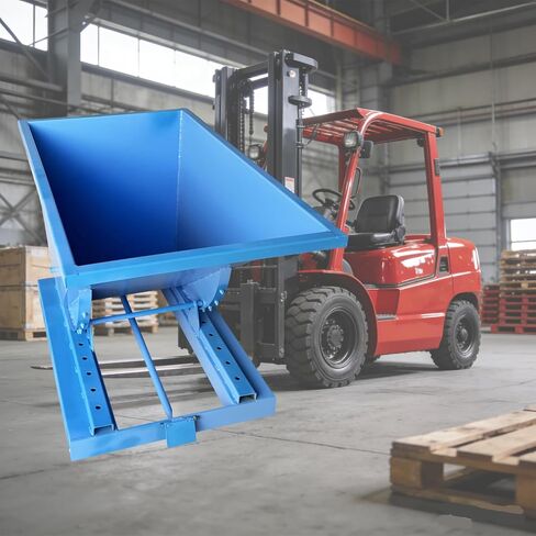 Self-Dumping Trash Hopper for Forklifts Heavy-Duty Carbon Steel Waste Container, 137.4 Gal (520L) Capacity, Blue, Ideal for Factories/Warehouses in Kuwait