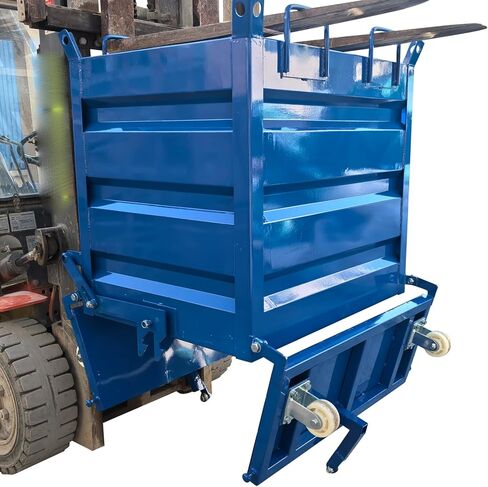 Industrial Forklift Heavy Duty Self-Dumping Basket Hopper- 31" x 39" x 46", 3300LB Load, with 4 Casters, Bottom Door Outlet, 7.28" x 3.54" Pocket Size, for Farm Mines in Kuwait