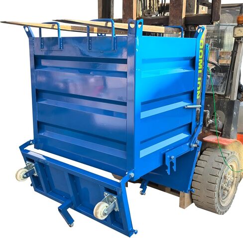Industrial Forklift Heavy Duty Self-Dumping Basket Hopper- 31" x 39" x 46", 3300LB Load, with 4 Casters, Bottom Door Outlet, 7.28" x 3.54" Pocket Size, for Farm Mines in Kuwait