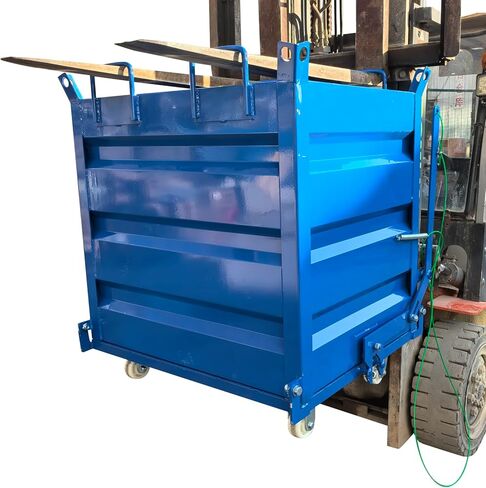 Industrial Forklift Heavy Duty Self-Dumping Basket Hopper- 31" x 39" x 46", 3300LB Load, with 4 Casters, Bottom Door Outlet, 7.28" x 3.54" Pocket Size, for Farm Mines in Kuwait