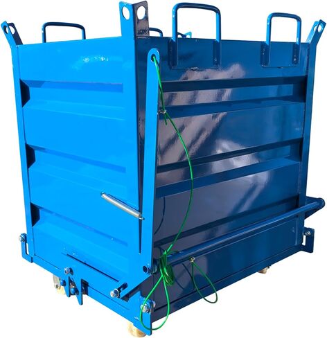 Industrial Forklift Heavy Duty Self-Dumping Basket Hopper- 31" x 39" x 46", 3300LB Load, with 4 Casters, Bottom Door Outlet, 7.28" x 3.54" Pocket Size, for Farm Mines in Kuwait