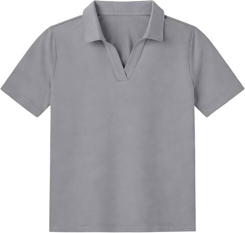 Polo Shirts for Boys Cute Short Sleeve Collared V Neck Shirts Sporty Summer Golf Tennis Blouses Active School Uniform in Kuwait