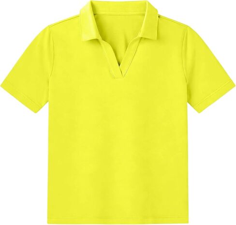 Girls Shirts Polo Short Sleeve Collar V Neck Shirts Sporty Fashion Lightweight Cute Tops Summer Active School Uniform in Kuwait