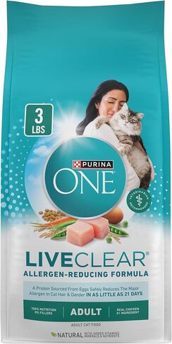 Purina ONE LiveClear Allergen-Reducing Cat Food Dry Formula with Real Chicken As The Number One Ingredient - 3 lb. Bag in Kuwait