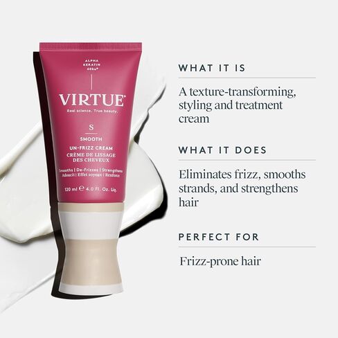 Virtue Un-Frizz Leave-In Hair Treatment for Curly Hair and Frizz Control, Sulfate Free, Safe for All Hair Types, Color Safe in Saudi Arabia