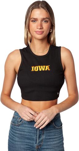 Hype & Vice Cut -Off Tank للنساء (Small) - University of Iowa Top for Women ، Top Fit Fit Top ، قمصان جامعية لأيام اللعبة - أسود in Kuwait