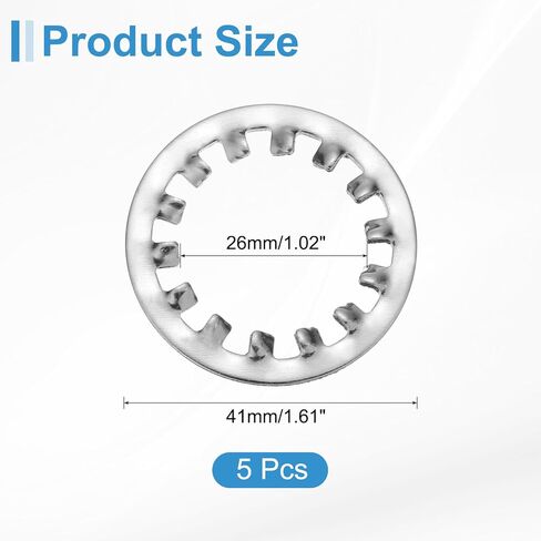 uxcell 5Pcs 1 Internal Tooth Lock Washer, 304 Stainless Steel Multi-Tooth Star Washer Locking Fastener, Silver Tone in Saudi Arabia