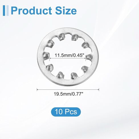 uxcell 10Pcs 7/16 Internal Tooth Lock Washer, 304 Stainless Steel Multi-Tooth Star Washer Locking Fastener, Silver Tone in Saudi Arabia