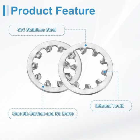 uxcell 10Pcs 7/16 Internal Tooth Lock Washer, 304 Stainless Steel Multi-Tooth Star Washer Locking Fastener, Silver Tone in Saudi Arabia