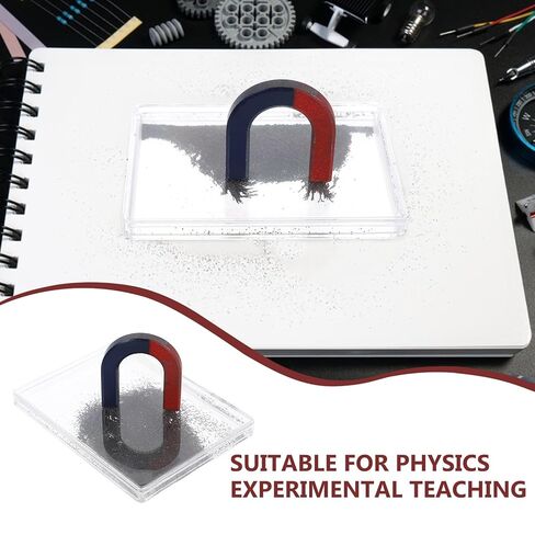CLISPEED Iron Powder Box with Magnetic Powder for Physics Experiments Science Teaching Device Magnetic Field Demonstrator for Classroom Use in Saudi Arabia
