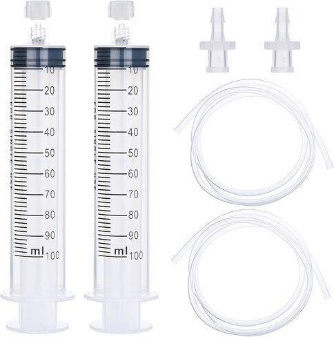 2 Pack 100ml Luer Lock Syringe with 39" Tube, 100cc Large Plastic Syringe for Liquid, Oil, Feeding, Watering in Kuwait