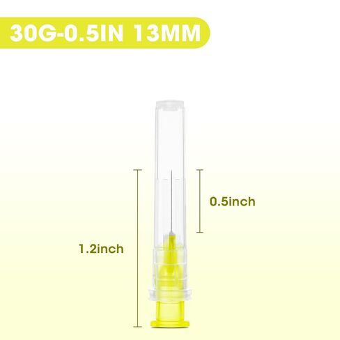 30 Gauge 1/2 Inch Disposable Needles with Caps - Luer Lock Lab Dispensing Accessories Individually Wrapped, Box of 50 in Kuwait