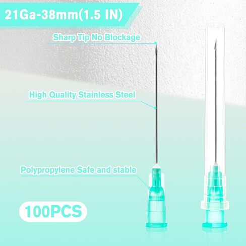 100 Pack 21 Gauge 1.5 Inch Sterile Disposable Lab Supplies, Scientific and Industrial Dispensing Needle Accessories in Saudi Arabia