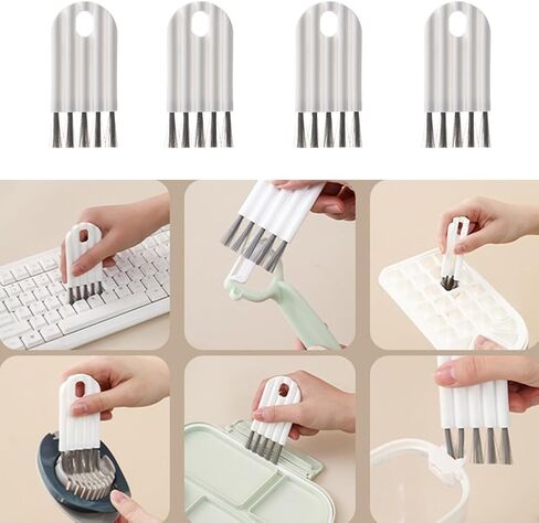 3 Pc Keyboard Cleaning Brush - Bendable Cup Cover Groove Gap Brush - Soft Bristles for Computer, Office & Household Cleaning (White) in Saudi Arabia