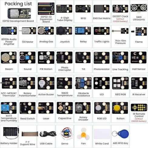 KEYESTUDIO 37 in 1 Sensor Modules Kit for Arduino ESP32 Raspberry Pi Project Kit,with Detailed Oline Tutorial in Saudi Arabia
