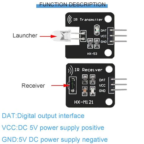 5 pcs Digital 38khz Ir Receiver Sensor Module + 5 pcs 38khz Ir Transmitter Sensor Module with Dupont Cable for Arduino Electronic Building Block in Saudi Arabia