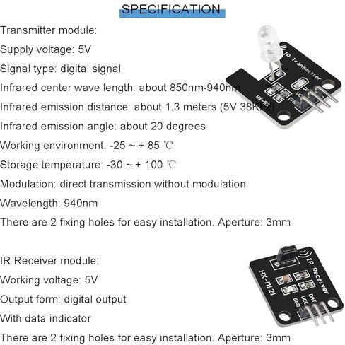 5 pcs Digital 38khz Ir Receiver Sensor Module + 5 pcs 38khz Ir Transmitter Sensor Module with Dupont Cable for Arduino Electronic Building Block in Saudi Arabia