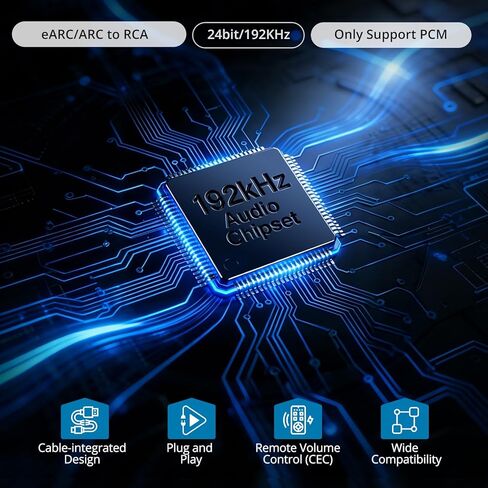 AUTOUTLET HDMI eARC/ARC to RCA Audio Adapter, 192kHz 1.5M/5FT ARC to RCA Cable, Supports CEC, Integrated Desgin, Plug and Play, eARC Audio Extractor for Speakers, Soundbars, Stereo System(PCM Only) in Kuwait