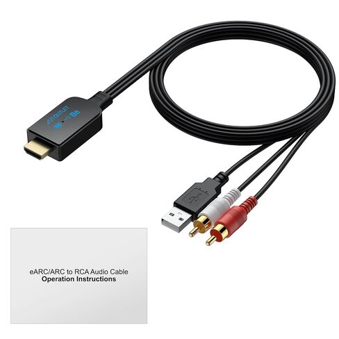 AUTOUTLET HDMI eARC/ARC to RCA Audio Adapter, 192kHz 1.5M/5FT ARC to RCA Cable, Supports CEC, Integrated Desgin, Plug and Play, eARC Audio Extractor for Speakers, Soundbars, Stereo System(PCM Only) in Kuwait