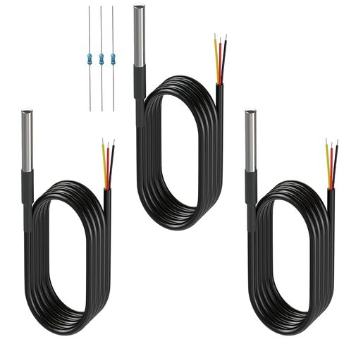DROK 2 Pack Waterproof DS18B20 Temperature Sensor Probes with 2 Pack 4.7K ohm Resistors for Arduino Raspberry Pi DIY in Kuwait