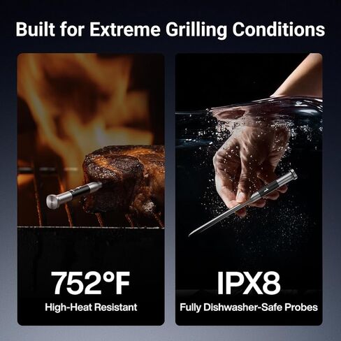 ميزان حرارة اللحوم اللاسلكي الذكي ThermoMaven 3000FT، نطاق طويل Sub-1G، 6 أجهزة استشعار دقة معتمدة من NIST، مسباران رفيعان، قاعدة مستقلة مع شاشة LCD كبيرة للشواية والمدخن والفرن والشواء in Kuwait