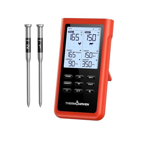 ميزان حرارة اللحوم اللاسلكي الذكي ThermoMaven 3000FT، نطاق طويل Sub-1G، 6 أجهزة استشعار دقة معتمدة من NIST، مسباران رفيعان، قاعدة مستقلة مع شاشة LCD كبيرة للشواية والمدخن والفرن والشواء in Kuwait