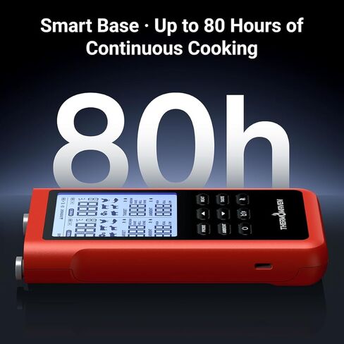 ميزان حرارة اللحوم اللاسلكي الذكي ThermoMaven 3000FT، نطاق طويل Sub-1G، 6 أجهزة استشعار دقة معتمدة من NIST، مسباران رفيعان، قاعدة مستقلة مع شاشة LCD كبيرة للشواية والمدخن والفرن والشواء in Kuwait