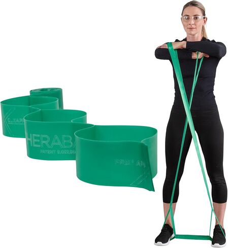 THERABAND CLX Resistance Band with Loops, Fitness Band for Home Exercise and Full Body Workouts, Portable Gym Equipment, Gift for Athletes, Individual 5 Foot Band, Green, Heavy, Level 4 in Kuwait